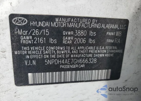 2016 Hyundai Elantra Se из США, поврежденный, VIN 5NPDH4AE7GH666328